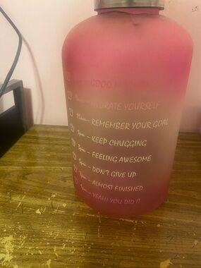 Motivational Pink Gradient Water Bottle with Time Sayings